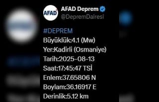 Osmaniye’de 4.1 büyüklüğünde deprem