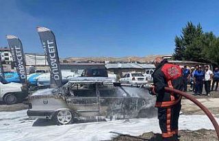 Park halindeki otomobil alev alev yandı