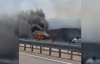 Tekirdağ’da LPG’li otomobil alevlere teslim oldu,...