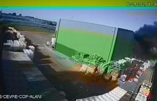 Teksüt fabrikası yangınında güvenlik kamerası...