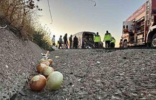 TEM’de yolcu otobüsü ile soğan yüklü kamyon...