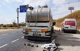 Yangın söndürme cihazı yüklü araç, süt tankerine...