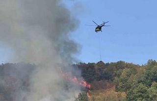 Düzce’deki orman yangınına helikopter ve 20 araçla...