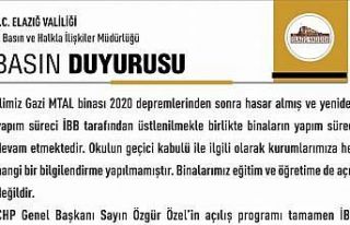 Elazığ Valiliği’nden Özgür Özel’in açılışını...