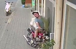 Motosiklet iş yerine girdi, kask hayat kurtardı