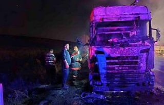 Seyir halindeyken alevlere teslim olan tır kullanılmaz...