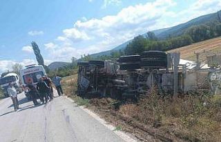 Tavşanlı’da beton mikseri devrildi: 1 yaralı
