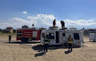 Arsuz’da karavan yangını