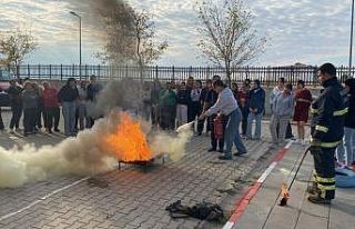 Babaeski KYK kız yurdunda yangın eğitimi