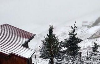 Bayburt’un yüksek kesimlerine kar yağdı