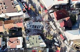 Gebze’de çöken bina havadan görüntülendi