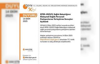 KPSS-2025/5 sözleşmeli sağlık personeli yerleştirme...