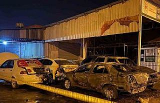 Mersin’de sanayi sitesinde park halindeki 5 araç...