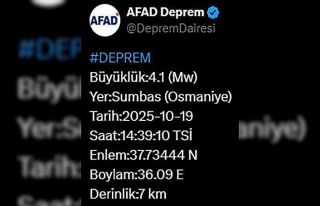 Osmaniye’de 4.1 büyüklüğünde deprem