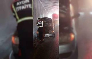 Aydın’da alt geçitte araç yangını