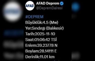 Balıkesir’de 4.5 büyüklüğünde deprem