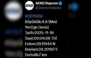 Ege Denizi’nde 4.8 büyüklüğünde deprem