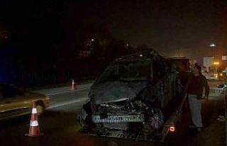 Kontrolden çıkan araç aydınlatma direğini devirip...