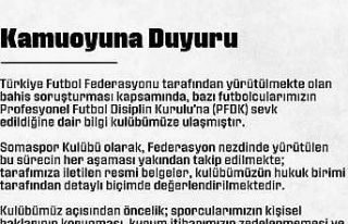 Somaspor’dan, PFDK’ya sevk edilen futbolcularıyla...