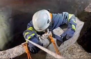 Su kuyusuna düşen çakalı itfaiye ekipleri kurtardı