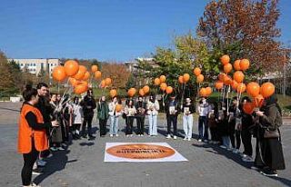 Turuncu balonlar gökyüzüne bırakıldı