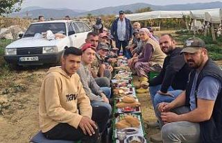 Üzüm alıcısından işçilere ziyafet
