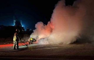 Bandırma-Susurluk karayolunda araç yangını