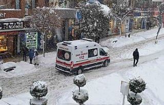 Bolu’da bir ambulansın karla imtihanı kamerada