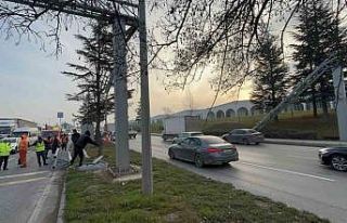 Damperi açık tır PTS direğini devirdi, facia kıl...