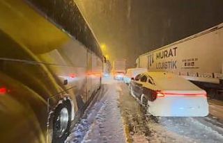 Elazığ’da kar yağışından dolayı araçlar...