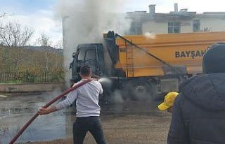 Hafriyat kamyonu küle döndü