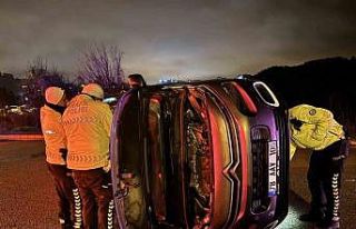 Kaldırıma çarpıp devrildi: 1 yaralı