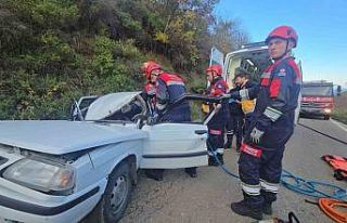 Kaya parçası otomobilin üzerine düştü: 5 yaralı
