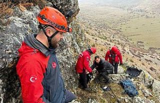 Kayalıklarda mahsur kalan keçiler JAK timi tarafından...