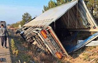 Kırıkkale’de tır devrildi: 5 büyükbaş hayvan...