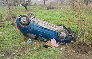 Kontrolden çıkan otomobil tarlaya uçtu: 2 yaralı