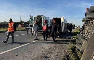 Kontrolden çıkan tanker yan yattı: 1 yaralı