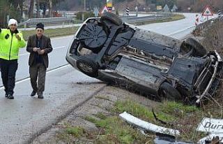Takla atan otomobilden burnu bile kanamadan çıktı,...