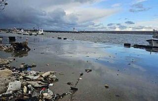 Zonguldak’ta dev dalgalar nedeniyle Kozlu Limanı...