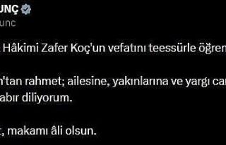 Bakan Tunç’tan Yargıtay Tetkik Hakimi Koç için...