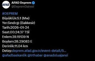 Balıkesir’de 5.1 büyüklüğünde deprem