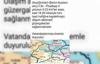 Bartın’da kara yolu kar nedeniyle ulaşıma kapandı
