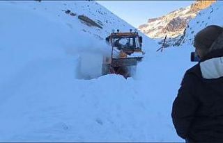 Başkale’de çığ nedeniyle kapanan yol ulaşıma...