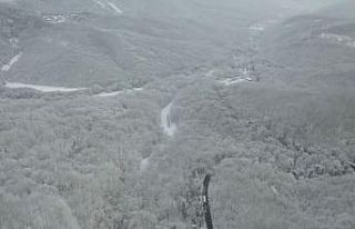 Beyaz örtüyle kaplanan Sarıyer havadan görüntülendi