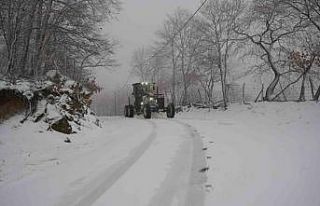 Biga’da karla kaplanan 2 köy yolu açıldı