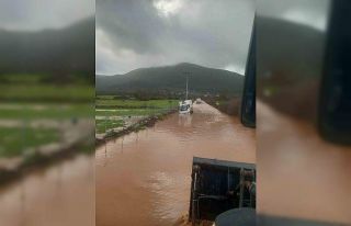 Bir anda bastıran yağmur kamyoneti yolda bıraktı,...