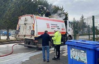 Bolu’da yol süpürme aracında yangın çıktı