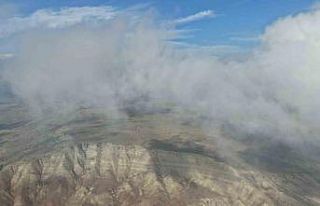Çankırı’yı kaplayan sis bulutları havadan görüntülendi