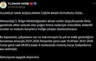 Denizli Valiliği fırtına nedeniyle motorlu kurye...