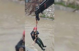 Dereye düşen köpek itfaiye tarafından kurtarıldı